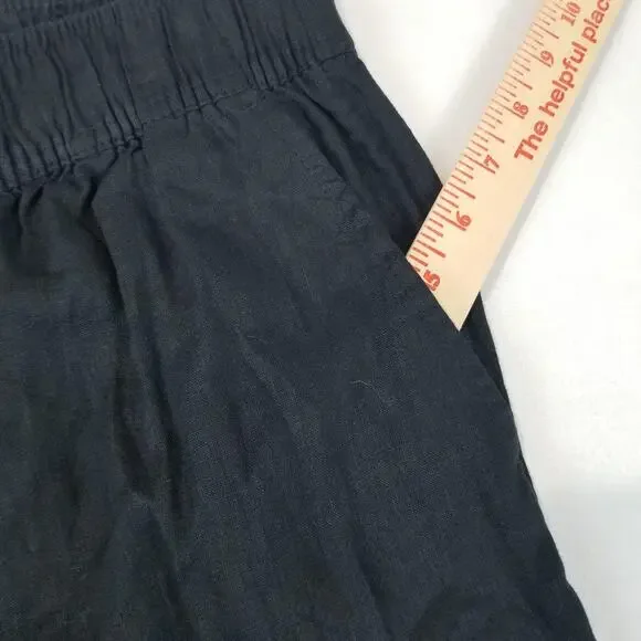 Tahari Pants Womens Large Black Linen Wide Leg Pull On Elastic Waist Pockets - Picture 5 of 11